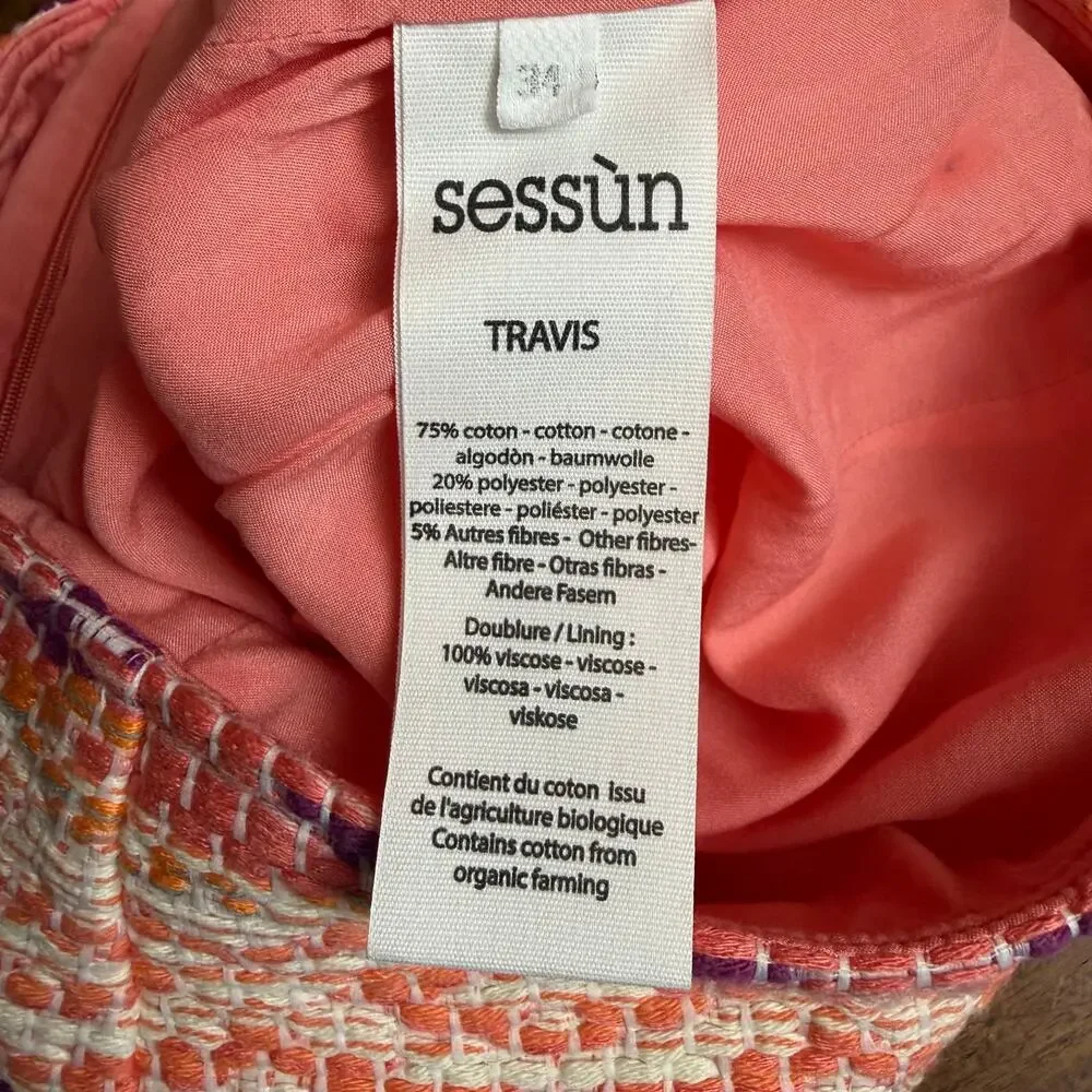 Sessùn Travis Woven Jacquard Mini Skirt Women's EU 34 US 2 Pink Orange Textured